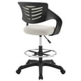 thumbnail image 4 of Pemberly Row Modern Vinyl Mesh Ergonomic Adjustable Swivel Drafting Stool - Gray, 4 of 7