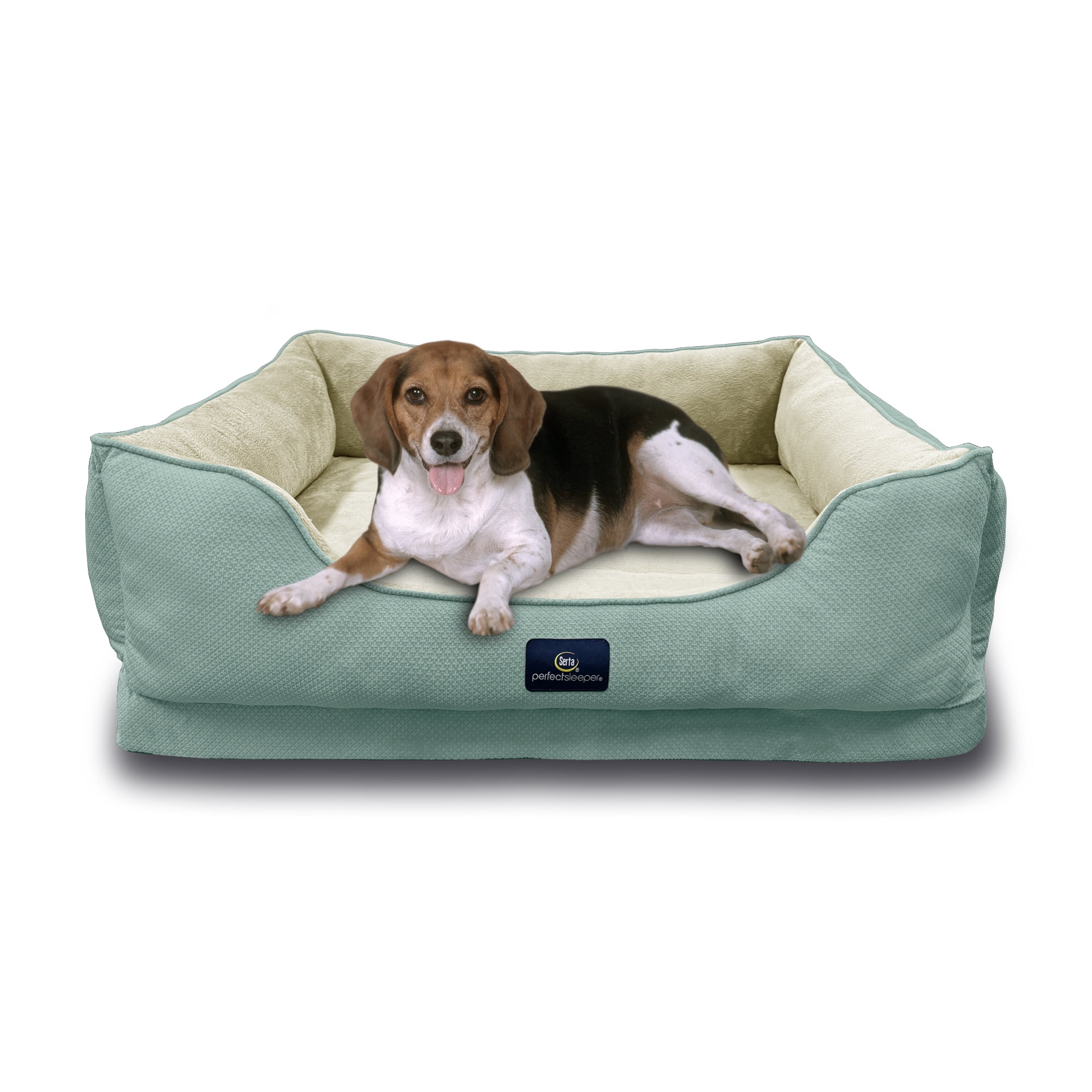 Serta Cuddler Bolster Cat & Dog Bed, Blue, Large