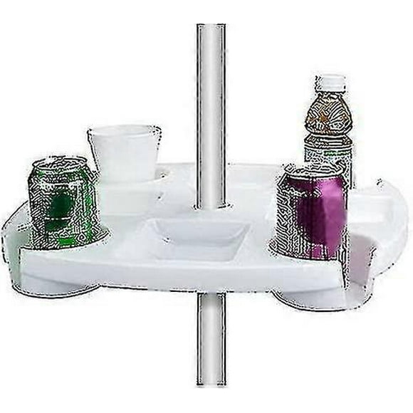 17" Large Outdoor Beach Umbrella Table Tray With 4 Cup Holders, 4 Snack Compartments