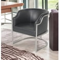 thumbnail image 2 of HomeRoots 534390 Genuine Leather & Stainless Curved Back Dining or Side Chair, Charcoal, 2 of 5