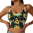 thumbnail image 1 of Balery Sunflower Skull Boho Sujetadores deportivos con espalda cruzada para mujer, acolchados, sin costuras, de alto impacto, ideales para yoga, gimnasio, entrenamiento y fitness.-X-Large, 1 of 8