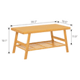 thumbnail image 2 of MoNiBloom Bamboo Dual Tier Coffee Tea Table with Open Storage Shelf, Natural, for Living Room Sitting Room, 2 of 11