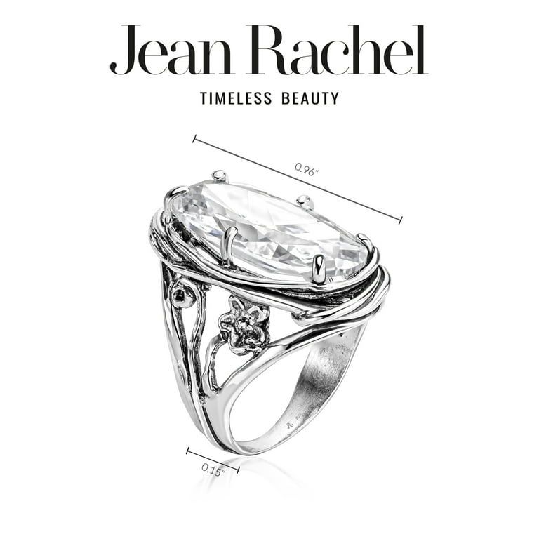 Smart Ring Suzy Levian Sterling Silver Cubic Zirconia Floral