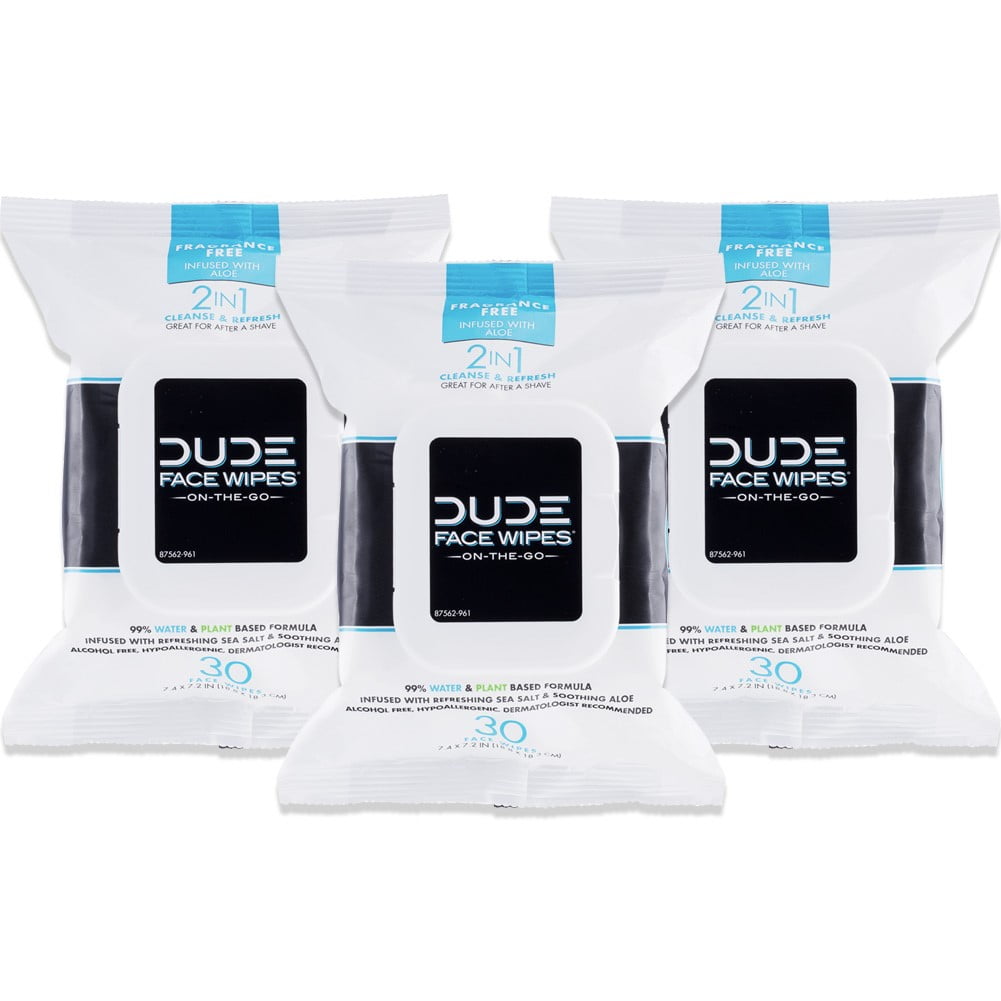 DUDE Wipes Cleansing Wipes, 2-in-1 Face and Body Wipes, Unscented, 90 Count
