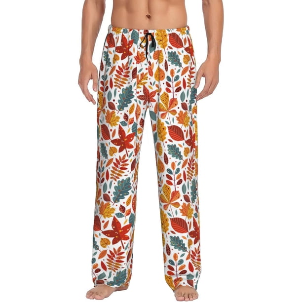 Balery Colorful Maple Leaves Pantalones de pijama para hombre, pijama ultraligero, pantalón de descanso-Large