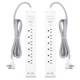 thumbnail image 1 of Paquete de 2 regletas de alimentación – Cable de extensión largo, protector contra sobretensiones, protección contra sobrecarga de enchufe plano, soporte de pared para oficina en casa y dormitorio, li, 1 of 5