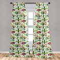 thumbnail image 5 of Ambesonne Parrot Curtains, Jungle Flora and Fauna, Pair of 28"x84", Multicolor, 5 of 5