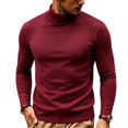 thumbnail image 2 of LNZGNM Men's Base Layer Tops Long Sleeve Mock Neck Slim Fit Thermal Cozy Everyday Shirt Cool Weather Comfort,Wine(L), 2 of 6