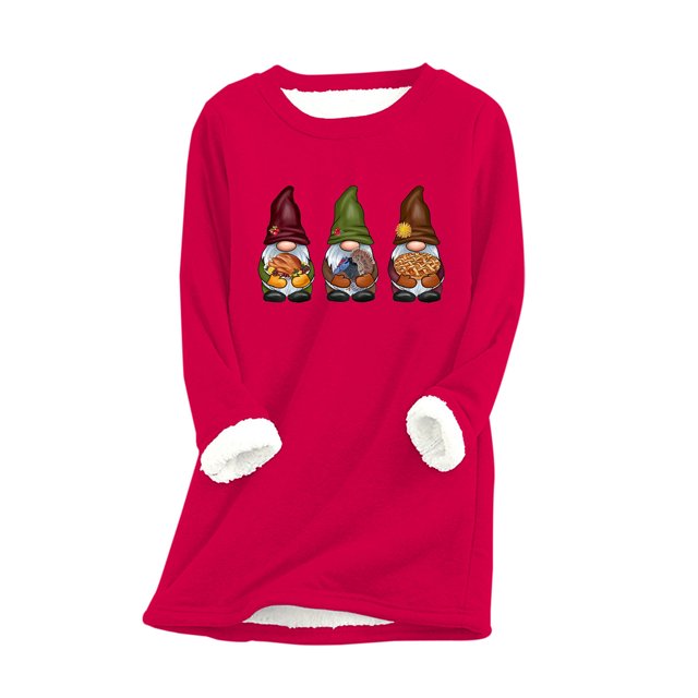 HKEJIAOI 2023 Women Top Col Rond Graphique Mi-Lourds Chemise Long Sleeve