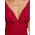 thumbnail image 4 of Ruffle One Piece Swimsuits for Women V Neck Ruched Monokini Bathing Suits, 4 of 7