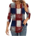 thumbnail image 2 of Jsaierl 3/4 Length Sleeve Womens Tops Summer V Neck Shirts Fashion Graphic Petite Pleated Blouses Classic Vacation Tunic Top S-2XL, 2 of 6