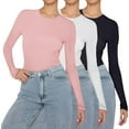 thumbnail image 2 of Comdrip Womens Tops, 3 Pack Womens Cute Basic Slim Fitted Tops Business Work Tee Fall Fashion Outfits 2025 Clothes Going Out Tops for Women R L, 2 of 4