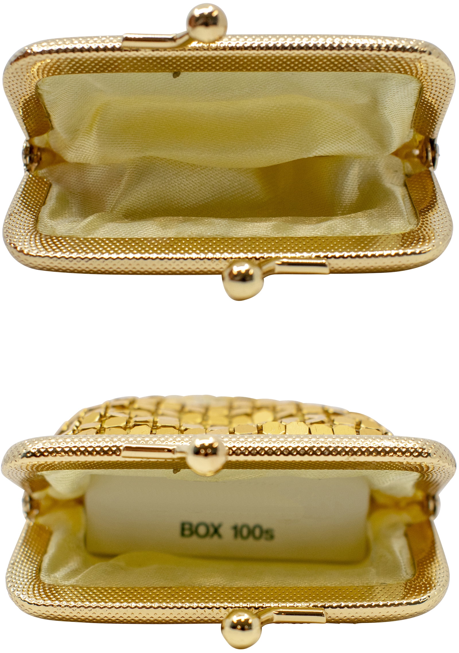 Set of 2 Vintage Soft Metallic Mesh Long Cigarette Case Purses (3mm, Gold)