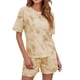 thumbnail image 2 of Sonducket Conjunto de 2 piezas de camiseta, quinto pantalón, traje informal para dormir, algodón cómodo, traje de moda de piezas, elegante, Yoga, Prendas para la parte del cuerpo Albaricoque XL Sonducket AP011066-14, 2 of 6