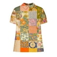 thumbnail image 5 of PVCS Womens Tops Women's Ladies Fashion Casual Cropped Short Sleeve Printing Cotton Loose Shirt Blouse Top, 5 of 5
