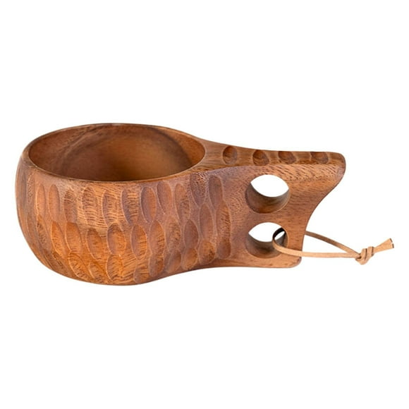 Tasse en Bois "Natural Embrace" Fait Main Série U A--Noyer Sud-Américain Tasse à Café Bois Créative Tasse en Bois Massif avec Poignée Anti-Brûlure