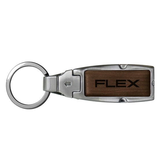 iPick Image for Ford Flex Brown Leather Detachable Ring Black Metal Key Chain, Official Licensed