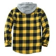 thumbnail image 4 of cllios Men's Flannel Plaid Shirt Jackets Sherpa Lined Long Sleeve Shacket Jacket Button Down Fleece Coats Winter Warm Plush Outerwear 2023 Clearance Deals Yellow M, 4 of 5