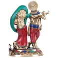 thumbnail image 3 of 16" Radha Krishna Brass Sculpture Handmade - Divine Couple Idol, 3 of 3