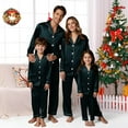 thumbnail image 6 of HNMKIU Christmas Family Pajamas Matching Sets Long Sleeve Silk Like Satin Sleepwear Pure Color Two Piece Set for Mom Dark Green，Mom_XXL, 6 of 7