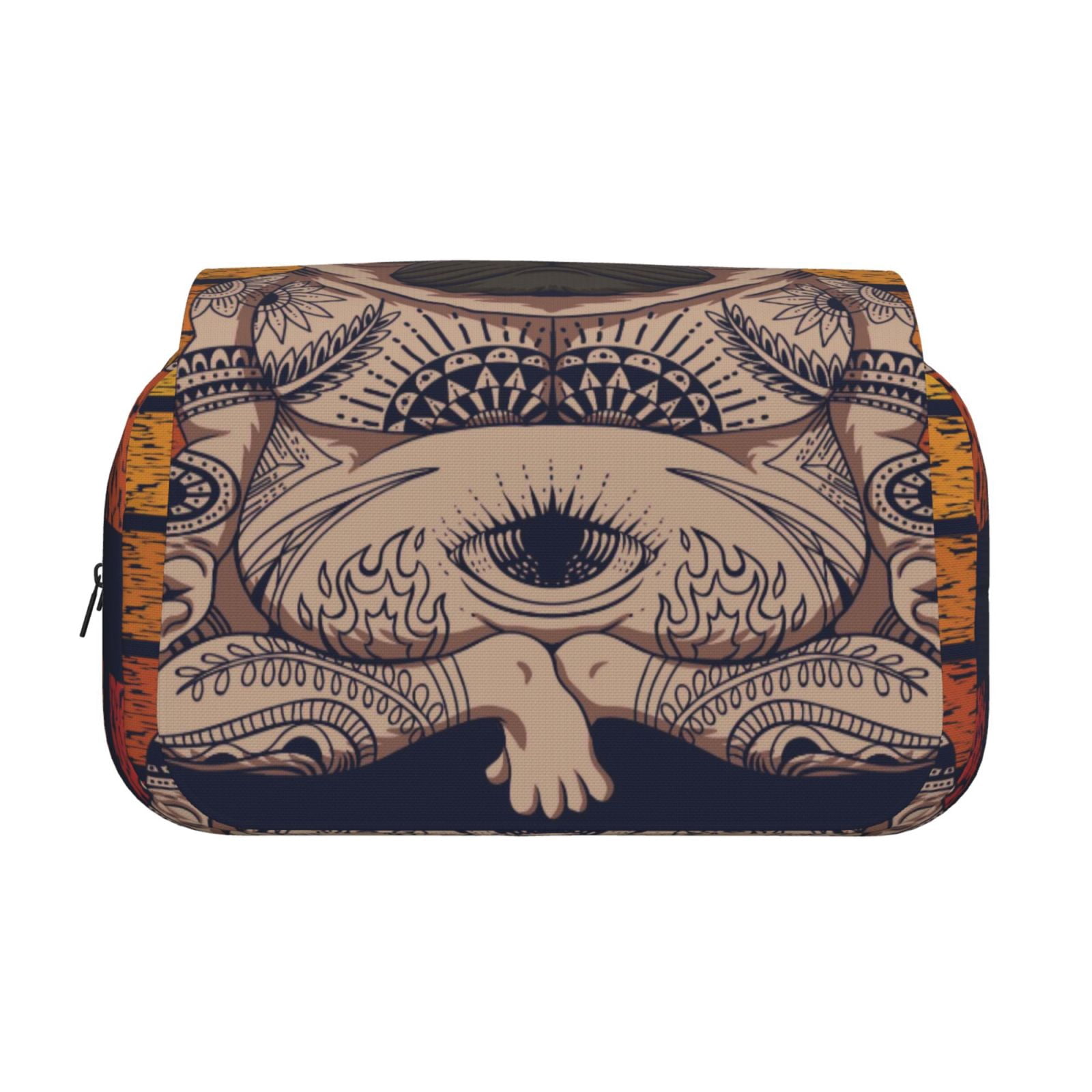 Rateoe Pug dog Yoga Pattern Double Clamshell Pen Case, Storage Organizer with Two Zipper Compartments– Holds Up to 50 Pencils & Pens