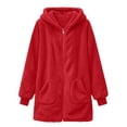 thumbnail image 6 of QIYAGBSA Sherpa Fleece Jackets for Women Hooded Full Zip Fuzzy Plush Long Sleeve Mid Length Coats with Patch Pockets Fall Winter Warm Outerwear, 6 of 9