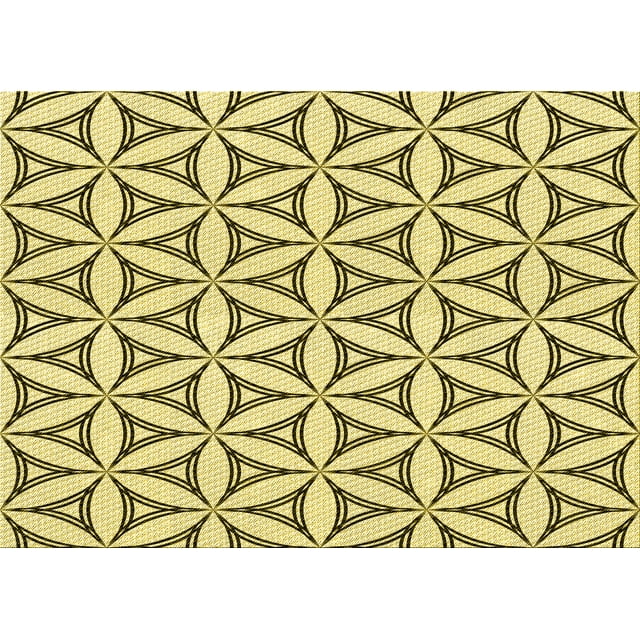 Ahgly Company Machine Washable Indoor Rectangle Transitional Mustard Yellow Area Rugs, 5' x 7'