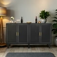 thumbnail image 4 of Finnhomy 4 Door Sideboard Buffet Cabinet, Boho Accent Liquor Cabinet, 62.3 x 15.7 x 34.6 inches, 4 of 5