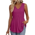 thumbnail image 2 of Endives Tank Tops For Women Linen Top V Neck Pleated Sleeveless Tops Summer Casual Shirts Pullover Tops Hot Pink, 2 of 5