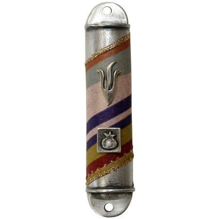Mezuzah Case Pewter Purple #LAMZ5394 7cm