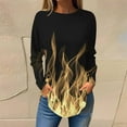 thumbnail image 2 of QATAINLAV Long Sleeve Blouses for Women 2024 Fall Fashion Flame Printed Pullover Loose Fit Crewneck Plus Size Tunic Tops T Shirts Yellow XXL, 2 of 6