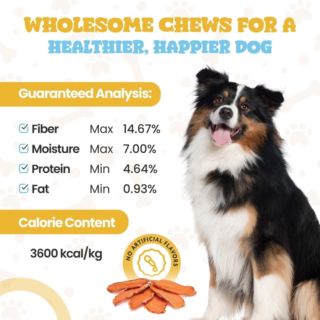Dehydrated Sweet Potato Dog Treats (2 Pound Bag) - All Natural Rawhide Free Dog Chews