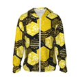 thumbnail image 1 of Cauagu Geometric Pattern with Bee for Sun Protection Hoodie for Men and Women, Long Sleeve Rash Guard Fishing Running Quick Dry Lightweigh-3X-Large, 1 of 7