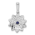 thumbnail image 3 of Sterling Silver Rhod-pltd Created Sapphire and Enamel Flower Pendant QC9318, 3 of 4