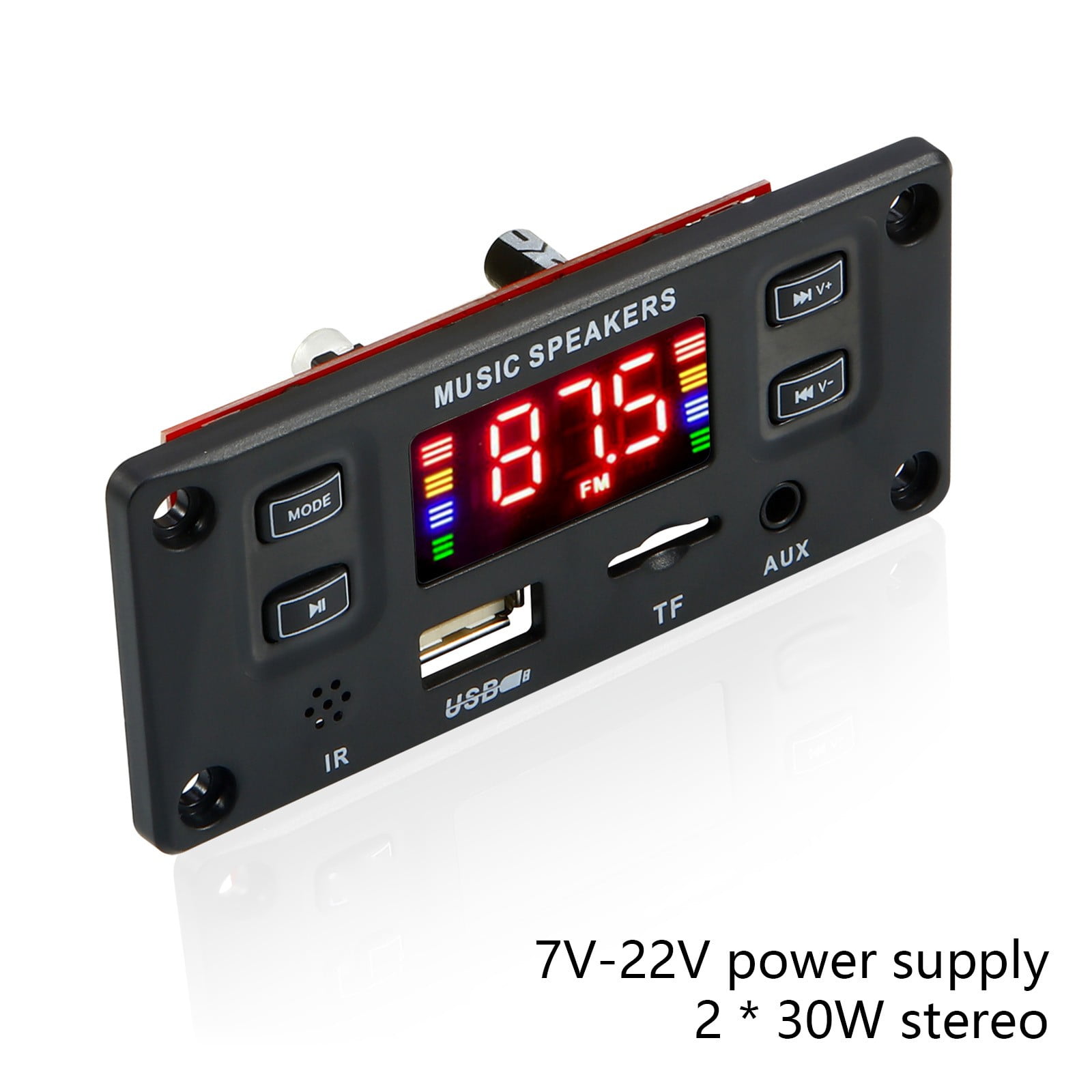 WNFJR 60W Bluetooth Car MP3 Player with Hands-Free Calling, FM Radio, USB/Memory Card Reader, AUX Input, EQ & Remote Control - Black, Compatible for 12V Vehicles (Not 24V)