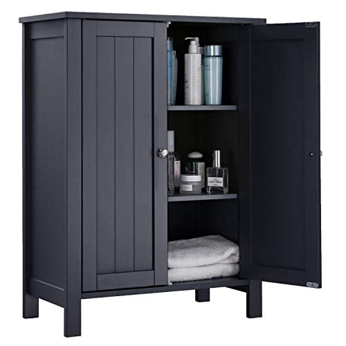 Floor Storage Cabinet,  Storage Unit with 2 Adjustable Shelves,  Cabinet Freestanding, Slate Gray