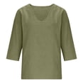 thumbnail image 4 of Trendfront Womens T Shirts 3/4 Sleeve V Neck Plain Solid Color Tee Slouchy Summer Relaxed Fit Basic Lounge Soft Comfy Fashion Outerwear Tops, 4 of 5