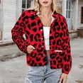 thumbnail image 3 of Jackets for Women Winter Coat Jackets Flannel Stand Collar Jacket(Animal Print Black Red Leopard Spots,Size:S-4XL), 3 of 7