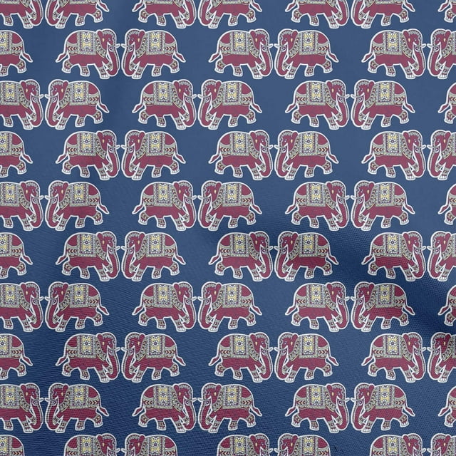 oneOone Cotton Cambric Blue Fabric Elephant Sewing Craft Projects Fabric Prints By Yard 42 Inch Wide