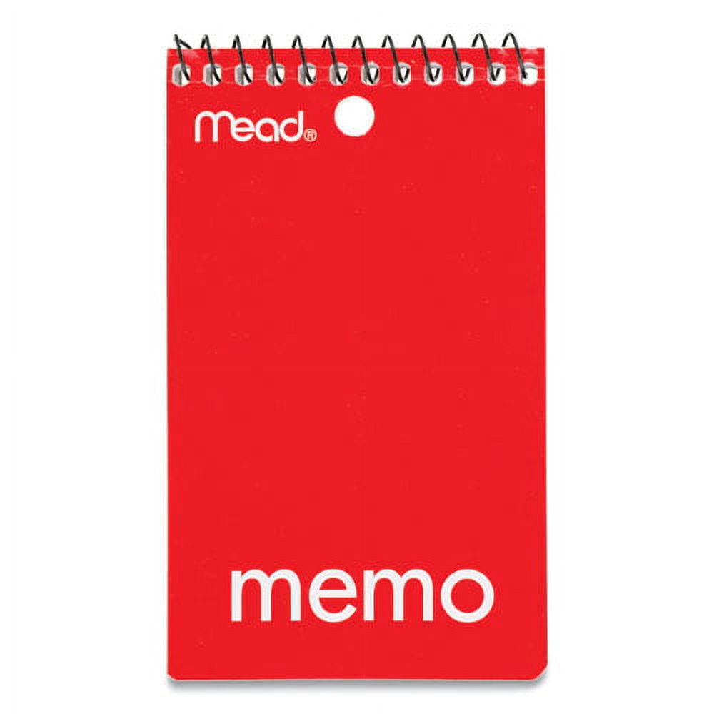 Wirebound Memo Pad With Wall-Hanger Eyelet, Medium/college Rule, Randomly Assorted Cover Colors, 60 White 3 X 5 Sheets | Bundle of 10 Each