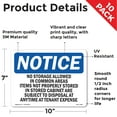 thumbnail image 2 of No Storage Allowed In Common Areas Items OSHA Notice Vinyl Decal Label 10 Inch x 7 Inch - 10 Pack, 2 of 6