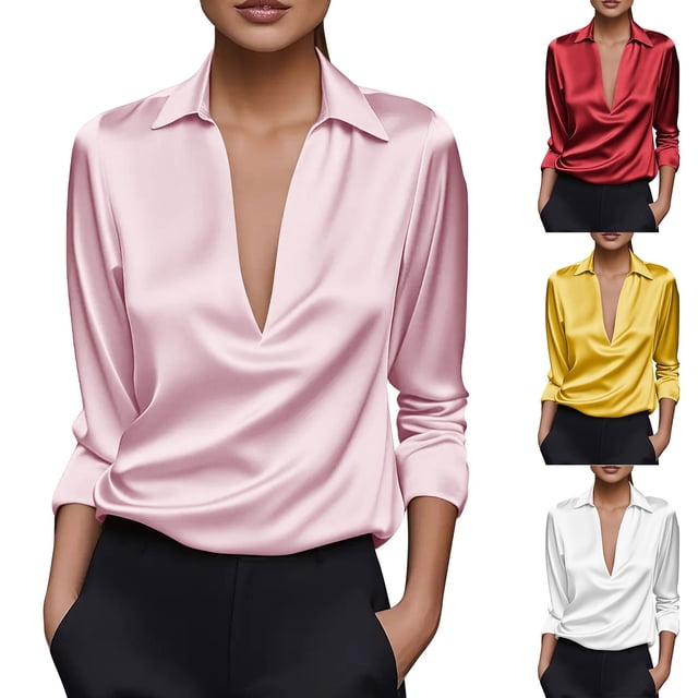Sentmoon Hauts à Manches Longues pour Femmes Vêtements d'Automne pour Femmes Haut/chemise à Col Rond Uni à Manches Longues pour Activités de Plein Air et Randonnée Blanc TG