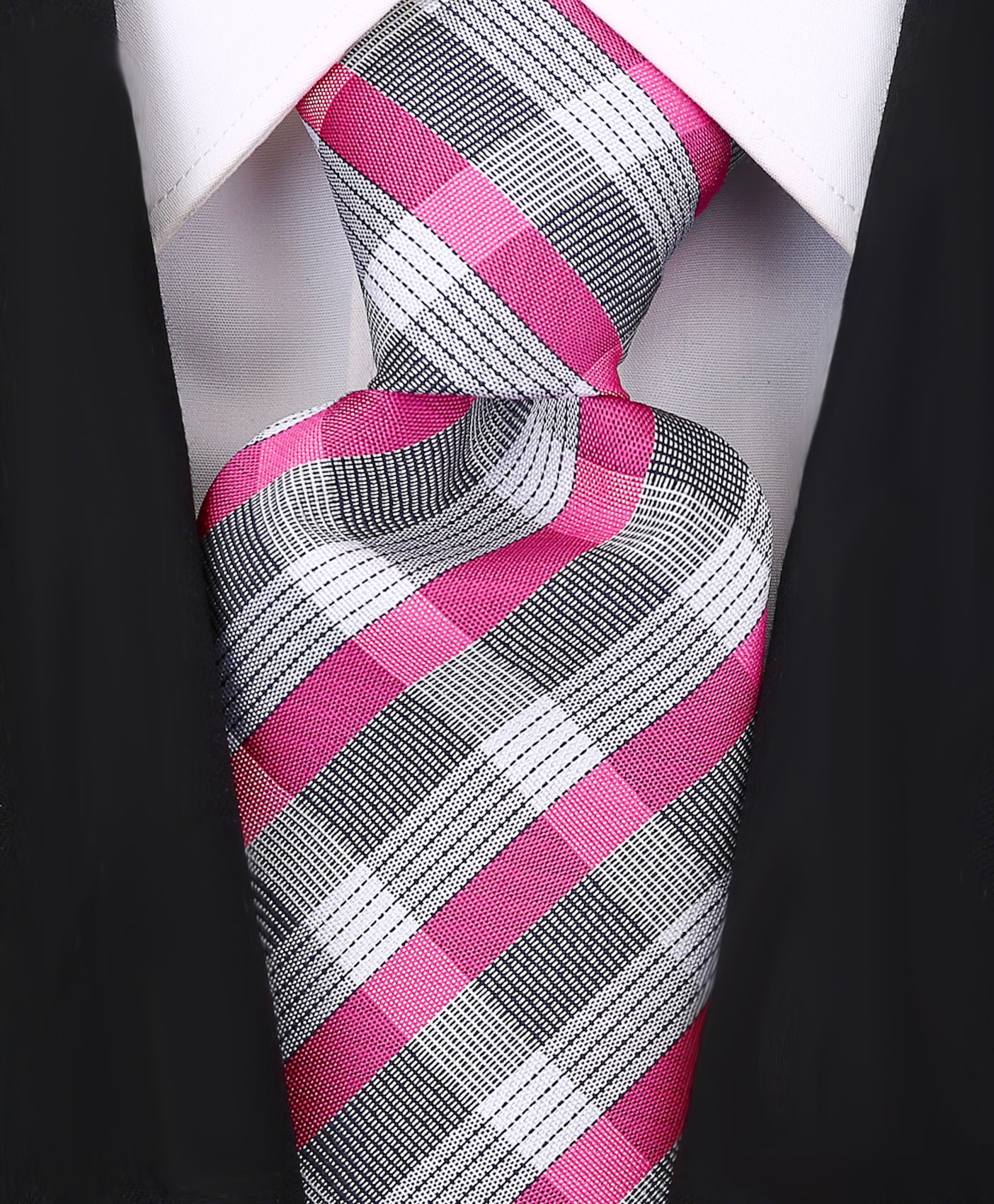 New men's polyester woven neck tie necktie prom black & green & khaki checkers 
