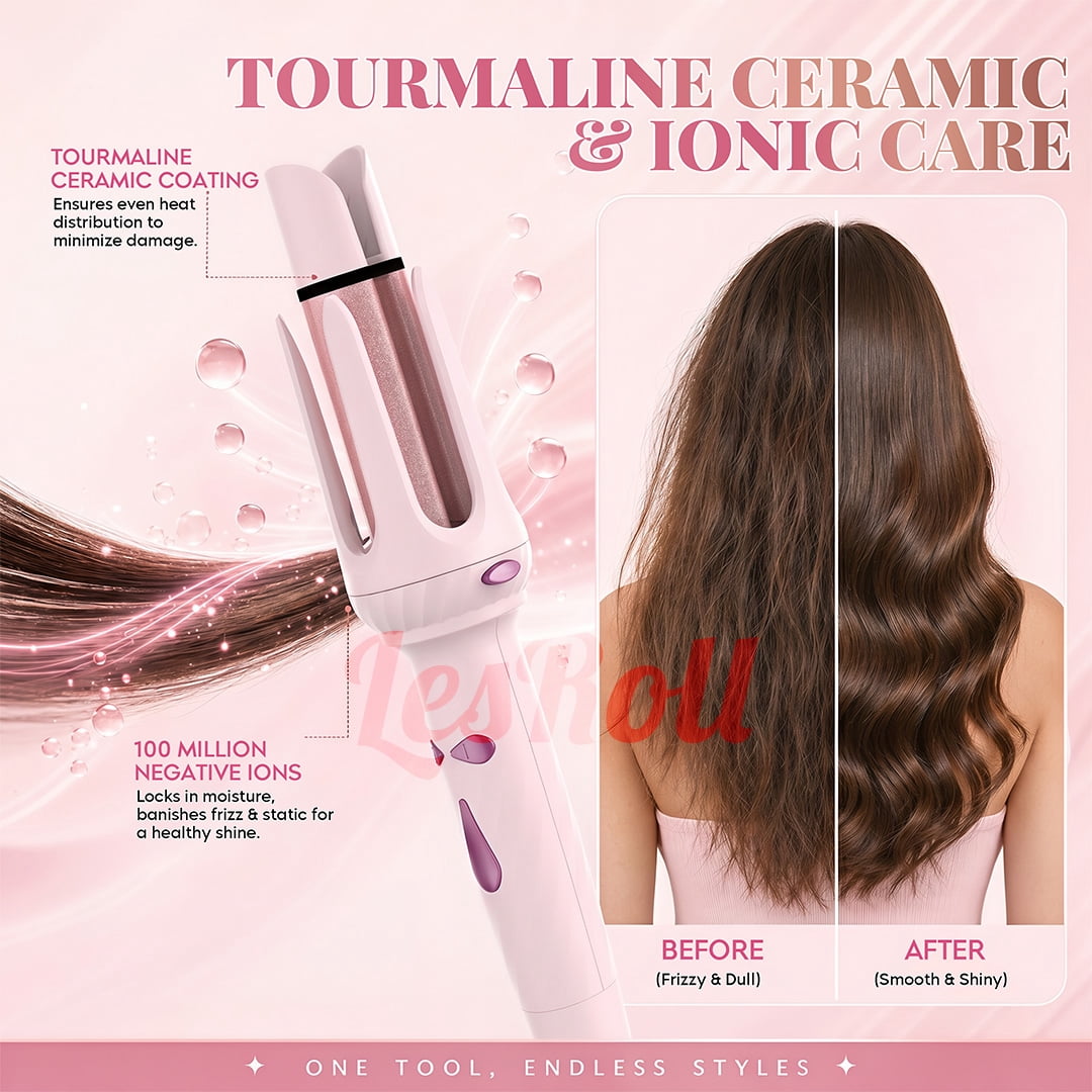 3-in-1 Curling Iron Set, Pink Blowout Waves, 1” & 1.25” Barrels with Straightener Brush for Everyday Curls & Loose Waves