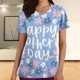 thumbnail image 2 of Camiseta de manga corta con cuello en V y estampado de mujer con estilo Blusa suelta con estampado OAVQHLG3B Store lin121212, 2 of 4