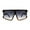 Black Tortoise Smoke, variant on Womens 80s Funky Oversize Flat Top Plastic Shield Sunglasses All Black