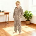 thumbnail image 5 of Abcomgle Girls Onesie Pajamas Size 7/8 Fuzzy Hooded Kids Onesie Cute Zip Up Jumpsuits for Girls Furry Sherpa Fleece Onesie Rompers Girls Winter Warm Onesie Pajamas for Boys,11-12Years,Complexion, 5 of 5