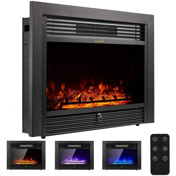 YODOLLA 28.5" Embedded Fireplace 3 Color Flame Insert Heater w/ Remote & Timer