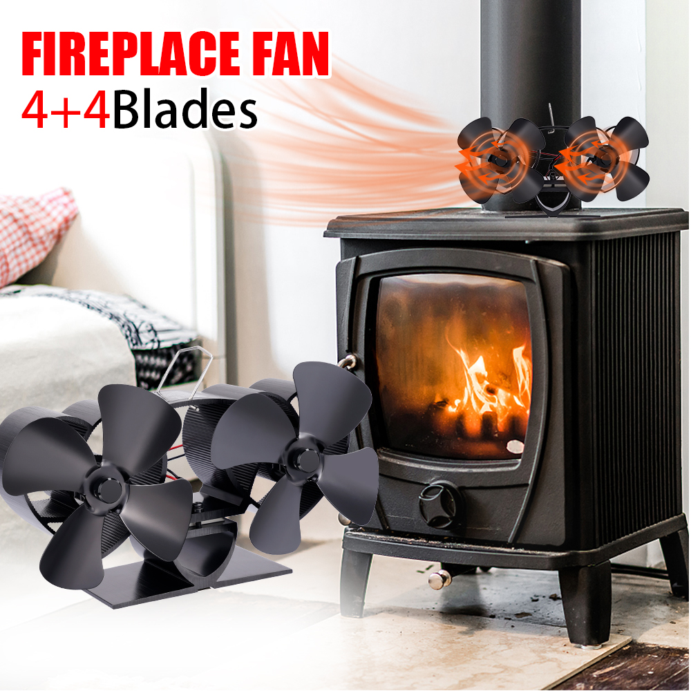 8 Blades Stove Fan Heat Powered Fireplace Fan Double-head Log Wood Burner  Eco Quiet Winter Warm Home Efficient Heat Distribution - Walmart.com
