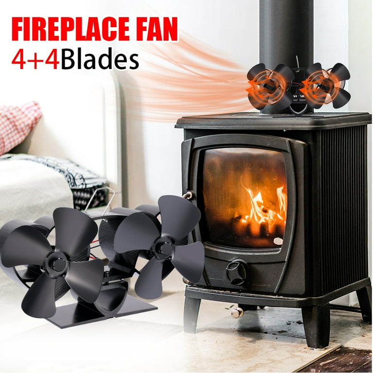 8 Blades Stove Fan Heat Powered Fireplace Fan Double-head Log Wood Burner  Eco Quiet Winter Warm Home Efficient Heat Distribution - Walmart.com